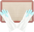 DUEBEL Non-Stick Silicone Baking Mat Set with PVC Gloves, Isomalt Tools, Pastry Isomalt Mat for Baker Confectioner- Mat 16.5”x 12” & Gloves 11.4”x 3.7”