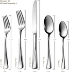 Alata Alice 20-Piece Silverware Set Stainless Steel Flatware Set,Service for 4,Mirror Polished Cutlery Set,Dishwasher Safe