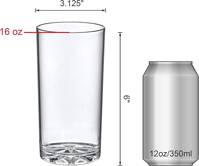 Amazing Abby - Liberty - 16-Ounce Plastic Tumblers (Set of 6), Drinking Glasses, Reusable Cups, BPA-Free, Shatter-Proof, Dishwasher-Safe (Made of Plastic, NOT Glass)