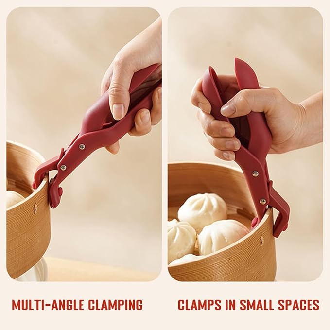 Multi-Purpose Anti-Scald Bowl Holder Clip for Kitchen, 2 Pcs Silicone Non-Slip Heat Insulation Anti-Scald Clip, Hot Bowl Dish Plate Gripper Clips Tongs Clamp Holder, Hot Pan Gripper Tool (Red+Green)