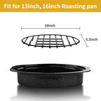 Roasting Rack, Black with Integrated Feet, Enamel Finished, Nonstick, fit for 13 inches oval roasting pan, safety, dishwasher, Great for Basting, Cooking, Drying, Cooling rack.(10”x 6.5”)
