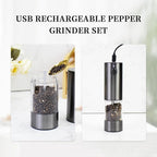 Electric Salt and Pepper Grinder Set, Upgraded Larger Capacity Stainless Steel Automatic Salt and Pepper Mill Set Refillable with 5 Adjustable Coarseness Stainless Steel Color Shaker