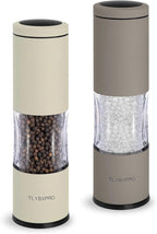 Salt and Pepper Grinder Set with Adjustable Coarseness | Manual Pepper Mill Grinder with Refillable Design | Ceramic Core | Kitchen Essential (2 Packs, Greige&Buttercream)