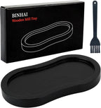 Black Salt and Pepper Mill Tray, Pepper Grinder Wood Rest, Work Surface and Dining Table Protector (Pepper mill not included)