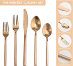 20 Piece Silverware Set for 4,Stainless Steel Flatware Set,Tableware Cutlery Set for Home and Restaurant Include Forks Knives Spoons,Mirror Finish,Dishwasher Safe (Rose Gold)