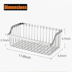 2PCS Kitchen Storage Metal Wire Fruit Basket - SUS304 Stainless steel Organizer Storage Bin Baskets for Bathroom - Space Saving Design for Pantry Organization, Spice Rack,Self Adhesive（Silver）