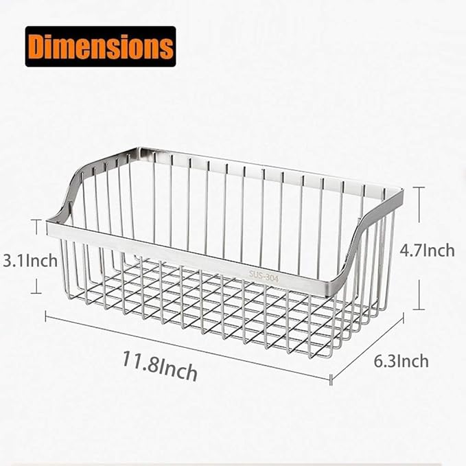 Wire Baskets, SUS304 Stainless Steel Storage Baskets, Durable Wire Baskets for Storage Wall Mount, Hanging Wire Baskets Wall Mount Baskets for Kitchen, Bathroom, Closets, Countertop - 4 Set