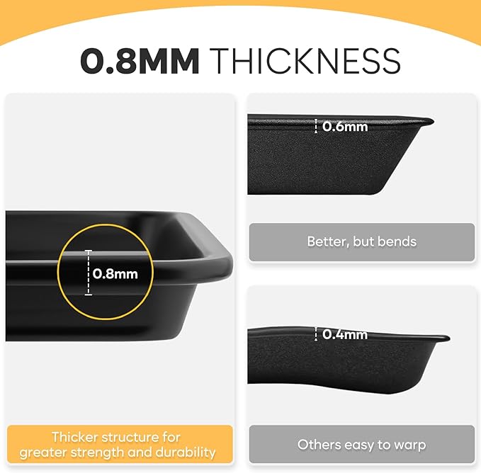 2 Pack Cookie Sheets for Baking, Ceramic Baking Sheet Jelly Roll Pans Set, Thicker Carbon Steel Baking Sheets Non Stick, 15.3 x 11.3 Inch Baking Trays for Oven