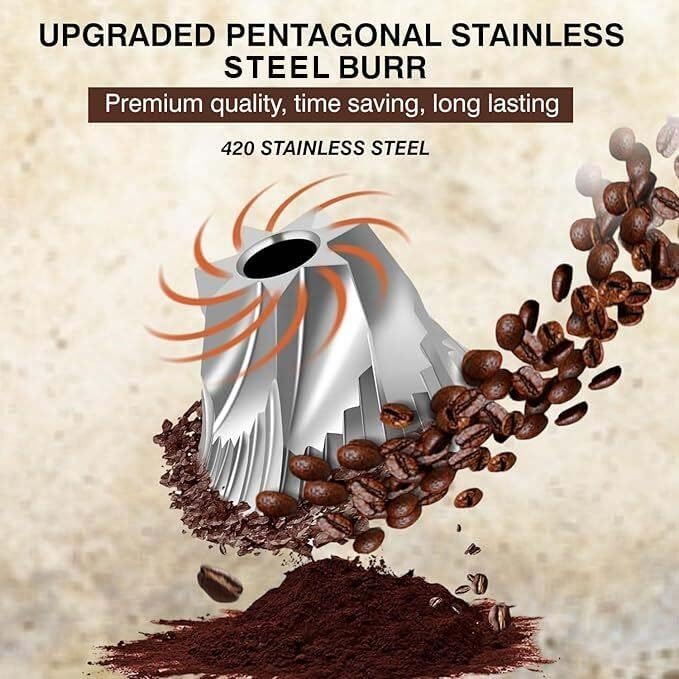 Manual Coffee Grinder – Stainless‑Steel Burr, Adjustable Coarseness, Portable Hand Mill with Cleaning Brush