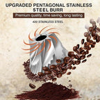 Manual Coffee Grinder – Stainless‑Steel Burr, Adjustable Coarseness, Portable Hand Mill with Cleaning Brush