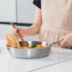 8.6-Inch 316 Stainless Steel Frying Pan, 5-Ply Stainless Steel Saute pan, Deep Skillet, Induction Compatible, Dishwasher & Oven Safe