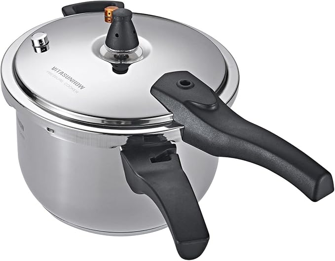 Stainless Steel Pressure Cooker with Steamer Basket Faster Cooking and Safety Pressure Release (11-Liter)