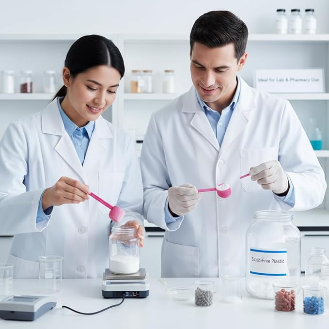 5g Plastic Measuring Spoons (10ml) – Pack of 5 mini Scoops for Protein Poweder, Creatine, Coffee, Lab, Baking, Laundry, Canisters, Dry Goods – 1 Teaspoon Measuring Spoons (tsp), Pink