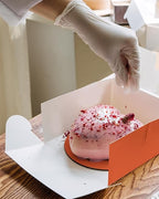 qiqee 10x10x5 Cake Box, 18 Sets Coral Orange Cake Box with Window ＆ 18 Sets 10" Coral Orange Cake Round Boards, 10inch Cake Containers