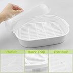 DOERDO Plastic Microwave Steamer for Vegetable, Kitchen Heating Steamer with Lid for Vegetables Seafood Cooking 10.4x8.1 Inch, White
