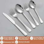 20 Pcs Silverware Set for 4 with Simple Striped Handle Design, Food Grade Stainless Steel Flatware Set, Eating Utensils Sets Include Fork/Knife/Spoon, Reusable Cutlery Set, Dishwasher Safe