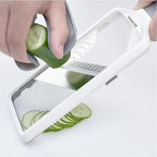 Multi Handheld Mandoline Slicer - Adjustable Stainless Steel Blade, Comfort Grip, Safety Features, Easy to Clean, Ideal for Speedy Slicing of Fruits and Vegetables (Gray)