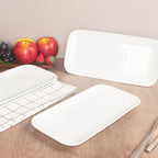 Serving Platters Set of 4, Rectangular Serving Plates, Serving Trays for Entertaining Party, Microwave,Oven,Dishwasher Safe,Kitchen Dinnerware, White 12.4 Inch