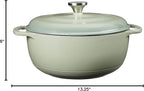 Lodge 6 Quart Enameled Cast Iron Dutch Oven with Lid – Dual Handles – Oven Safe up to 500° F or on Stovetop - Use to Marinate, Cook, Bake, Refrigerate and Serve – Desert Sage