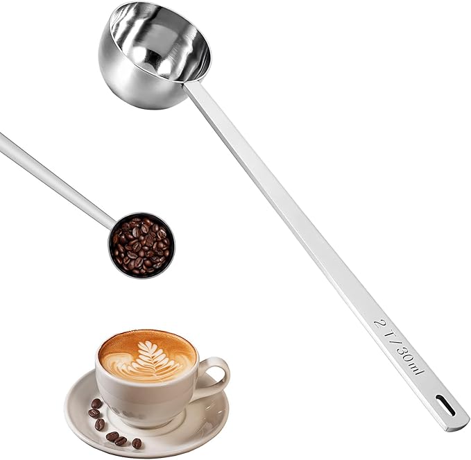 18/8 Stainless Steel Coffee Scoo, Food Grade Metal Measuring Spoon 8.6 In Long Handle 2 Tbsp/ 30ml Metal Scooper Tablespoon for Beans Ground Sugar Powders Protein Powders Sugar