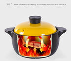 Ceramic Clay Pot for Cooking with Lid Chinese Stew Hot Pot, Earthenware Pot For Cooking Rice, Noodle and Porridge Milk Soup, Casserole Nonstick Cookware for Home Restaurant,4.5l