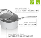 TECHEF - CeraTerra Collection, 2-quart Ceramic Nonstick Saucepan with Glass Lid (PTFE, PFAS, and PFOA Free), Made in Korea (2-quart)