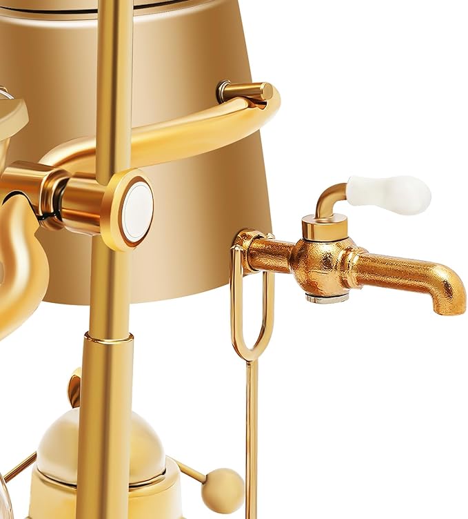 Vintage Siphon Coffee Maker, 13.53 OZ Capacity Coffee Machine with Handle, Luxury Gold Coffee Pot with Base for Kitchens Coffee Shops Commercial and Domestic Use