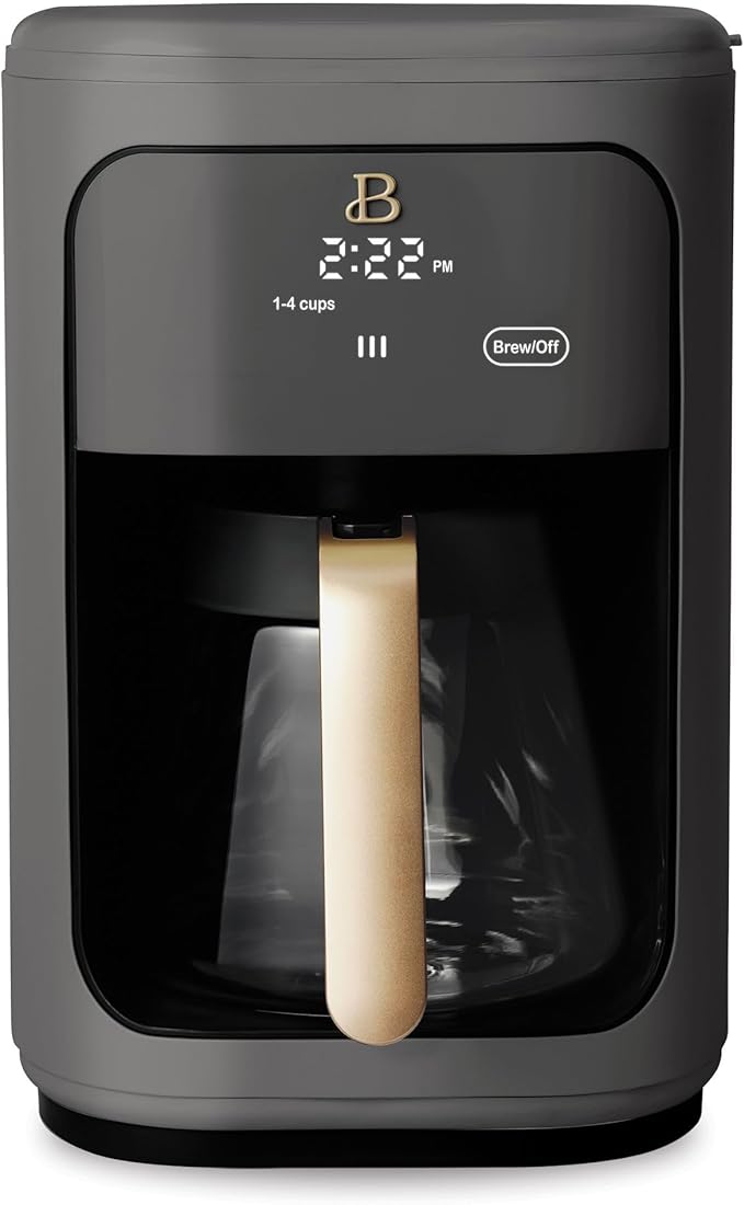 Beautiful Coffee Maker, 14-Cup, Touch-Activated Display, Programmable, Automatic Shut-Off, 1200W, Keep Warm, 24h Timer (Oyster Grey)