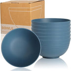 6-piece Wheat Straw Bowls sets 26oz,Alternative Plastic Bowls Reusable for indoors and outdoors,Microwave-able and Dishwasher Safe Bowls Sets Easy to Clean.Blue Series
