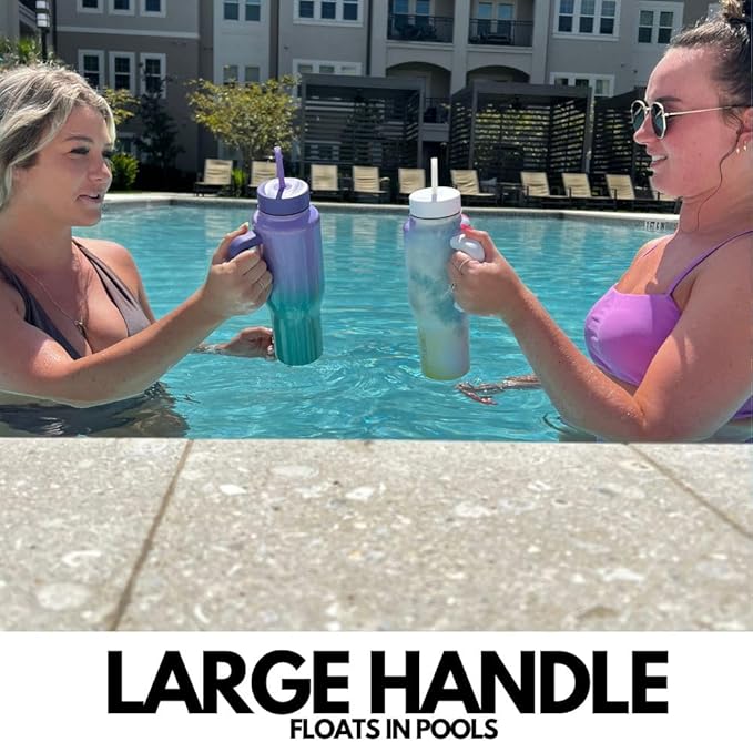 Coldest Tumbler with Handle and Straw Lid | 3 Lids Insulated Reusable Stainless Steel Water Bottle Travel Mug | Gifts for Women Him Her | Limitless Collection (46 oz, Cosmic Ice Glitter)