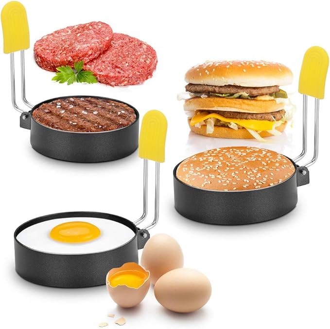 Mikim Egg Ring for Frying Eggs Mcmuffins, Round Egg Shaper for Cooking Breadfast Sandwich, Stainless Steel Non-stick, 3 inch / 7.5 cm Circle