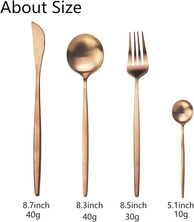 JASHII Silverware Set, 24-Piece Stainless Steel Flatware Set,Kitchen Utensil Set Service for 6,Tableware Cutlery Set for Home, Dishwasher Safe (Matte Rose)