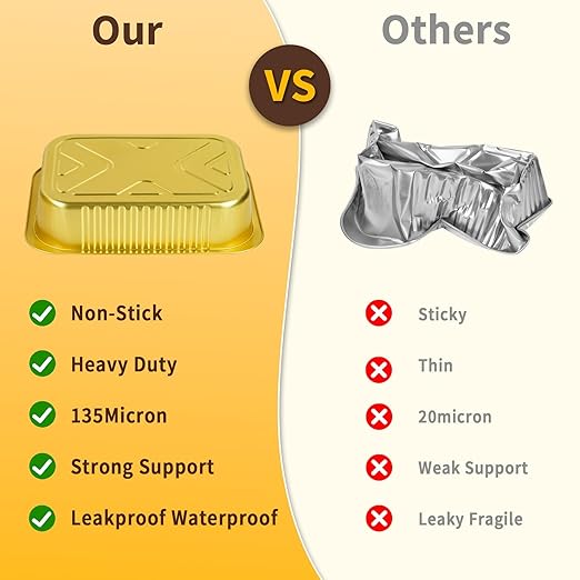 20 Pack 5 LB Aluminum Foil Pans, Heavy Duty, 11"8"2" Aluminum Food Containers with Lids for Baking, Meal Prep, Freezer, Heating and Takeout