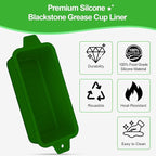 2 PCS Silicone Grease Cup Liners for Blackstone 36 28 22 17 Inch Griddle,Reusable Grease Catcher Cup Liner Grill Grease Tray,Durable Drip Pans Blackstone Griddle Accessories,Green