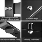 2Pack 16.5-27’’L Expandable Cabinet Shelf Organizers, Stackable Metal Shelves Extender for Kitchen Countertop Storage, Adjustable Spices Shelves Rack Stand for Cupboard Pantry, Black