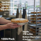 1000-Pack 6" Foil Pie Pans - Medium 7/8" Depth Disposable Aluminum Pie & Tart Pans with Full Curl Rim - For Bulk Baking, Portion Prep, To-Go Meals, Market Stands & Foodservice Lines