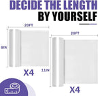 CAREGY Food Vacuum Sealer Rolls Bags 8 Pack 4 Rolls 8'' x 20' and 4 Rolls 11''x 20' Commercial Grade BPA Free Bag Rolls Embossed Food Saver Bags for Meal Prep,Sous Vide Cooking and Food Storage