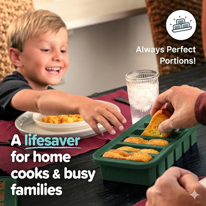 Souper Cubes 1 Cup Silicone Freezer Molds - Soup Cubes Perfect for Freezing Broth, Rice, Leftovers and More - Silicone Freezer Trays with Lids for Meal Prep - Kale - 1-Pack