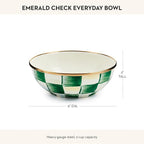 MACKENZIE-CHILDS Enamel Everyday Bowl, Serving Bowl for Entertaining, Extra Small, Green-and-White Emerald Check