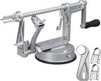 Apple Peeler Corer, Long lasting Chrome Cast Magnesium Alloy Apple Peeler Slicer Corer with Stainless Steel Blades and Powerful Suction Base for Apples and Potato(Grey)