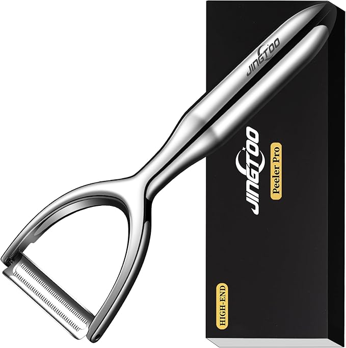 Premium Vegetable Peeler Stainless Steel，Ultra Sharp Potato Peeler, Swivel Blade Fruit Veggie Peeler for Kitchen, Apple Carrot Y Peelers Ergonomic Non-Slip Handle - 5 Years Warranty (Serrated)