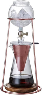 Nispira Modern Iced Coffee Cold Brew Coffee Maker Slow Drip Coffee Machine Stainless Steal Copper Color 400mL Borosilicate Glass