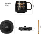 Coffee Mug Warmer & You are Awesome Mug Set, Electric Cup Warmer with Auto Shut Off, 4 Temperature Setting Smart Beverage Warmer, 8-Hours Auto Shut Off (Black Awesome Mug)