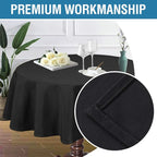 H.VERSAILTEX Linen Textured Table Cloths Round 70 Inch Premium Solid Tablecloth Spill-Proof Waterproof Table Cover for Dining Buffet Feature Extra Soft and Thick Fabric Wrinkle Free, Black