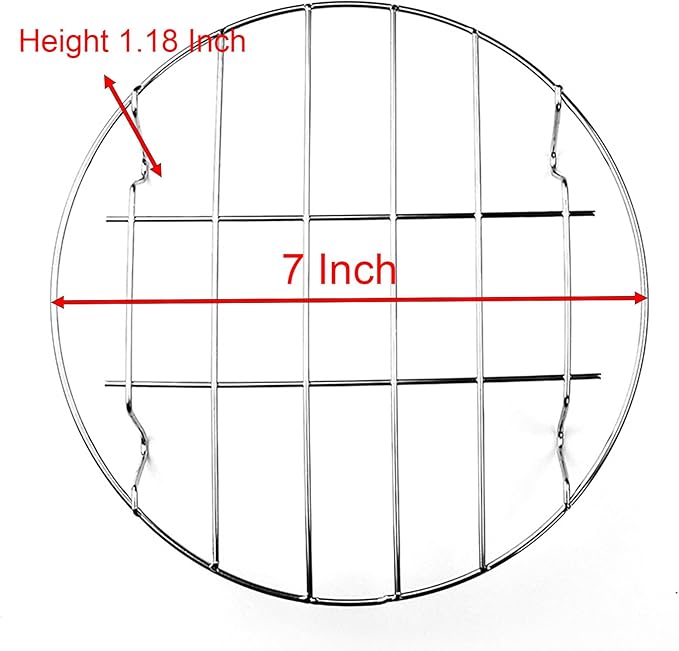 Steaming Rack, 2 Pack 7 Inch Round Food Grade Stainless Steel Steamer Plate for Food Steaming, Cooling and Roasting Cooking in Kitchen and Outdoors (18 cm)