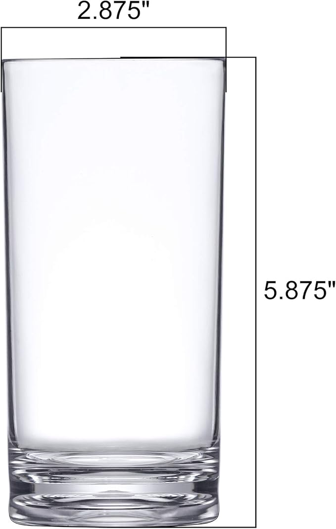 Amazing Abby - Probity - 16-Ounce Plastic Tumblers (Set of 6), Drinking Glasses, Reusable Cups, BPA-Free, Shatter-Proof, Dishwasher-Safe (Made of Plastic, NOT Glass)