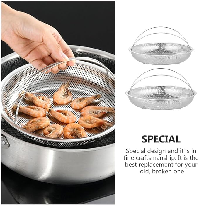 2Pcs Stainless Steel Steamer Basket with Handle - Versatile Food Steaming Rack for Rice Dumplings Vegetables and More Ideal for Home Cooking