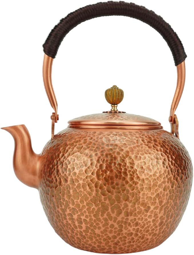 Funmaker Handmade Solid Copper Tea Pot Kettle Stovetop Teapot Thick Hammered Copper Tea Pot Kettle Stovetop Teapot Made for gasstove tops pure copper kettle (Type 5-1400ml)