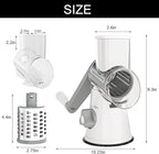 Cambom 5 in 1 Rotary Cheese Grater Hand Crank Cheese Shredder for Fresh Cheese, Vegetable, Nuts,Non-slip Suction Base, Five Blades, White