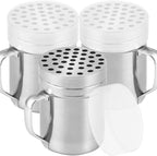 CUSINIUM 6oz Metal Parmesan Cheese Shakers with Large Holes - With Handle - Chili Flakes Dispensers - Pizza Shakers - Pack of 3 | Style: Coarse